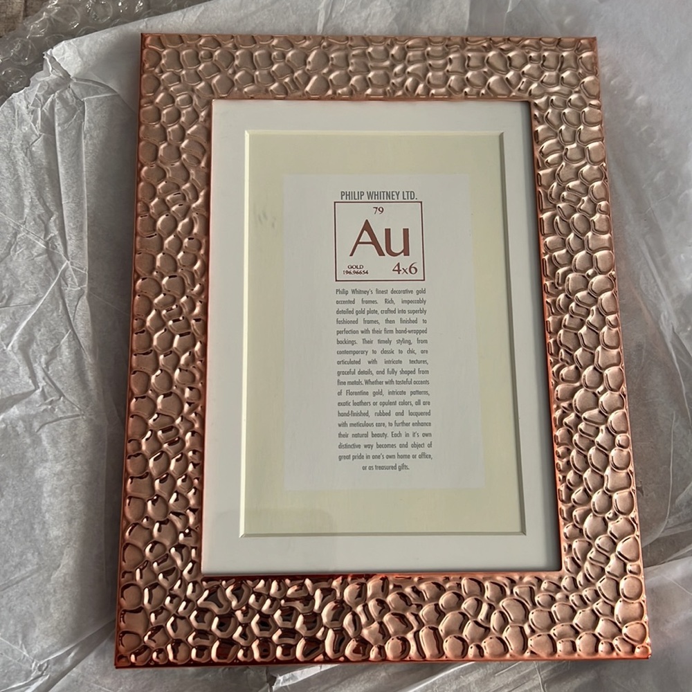 Philip Whitney rose gold hammered frame. NIB!